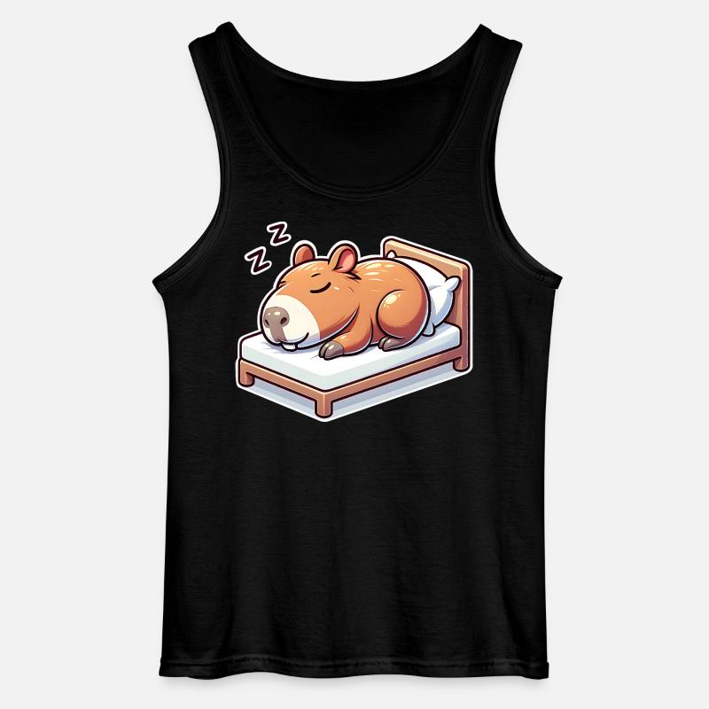 Sleeping Capybara - Gildan Men’s Tank Top - black