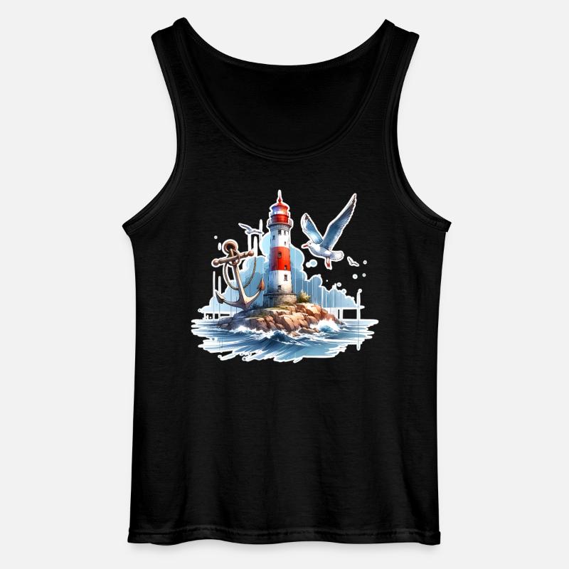 Leuchtturm Anker Möwe - Gildan Männer Tank Top - Schwarz