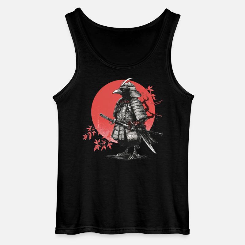 Samurai Crow in Armor - Gildan Men’s Tank Top - black