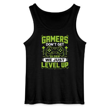 Gamer Spruch Level Up Neon - Gildan Männer Tank Top - Schwarz - Vorne - AI Model Male 185 dark (185cm)