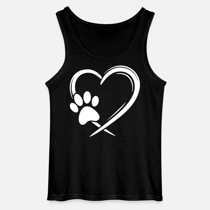Pfote Herz - Gildan Männer Tank Top - Schwarz