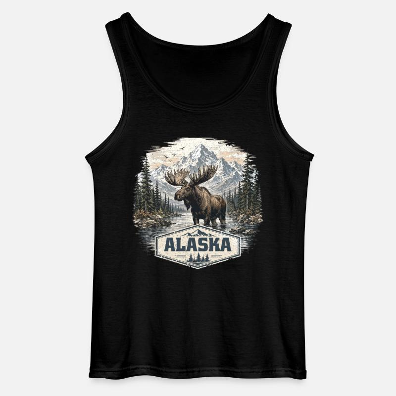 Alaska-Elch-Elche und Hirsche lieben Alaska - Gildan Männer Tank Top - Schwarz