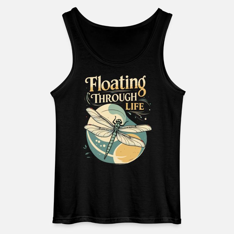 Libelle Libellen Floating Through Life - Gildan Männer Tank Top - Schwarz