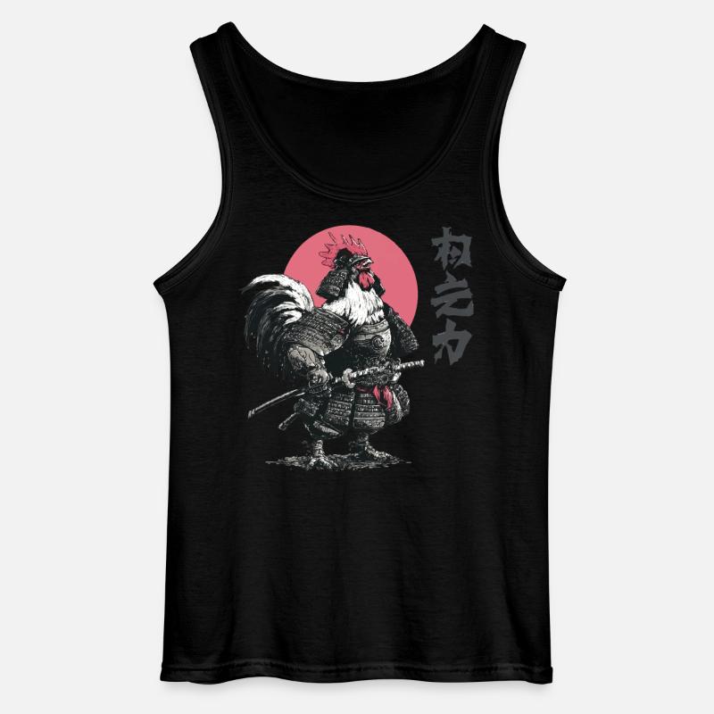 Hahn-Samurai-Rüstungsdruck - Gildan Männer Tank Top - Schwarz