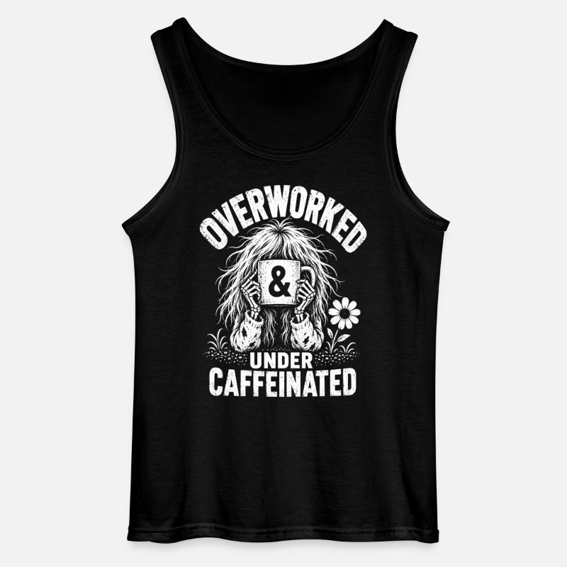 Kaffee Overworked Under Caffeinated Shirt - Gildan Männer Tank Top - Schwarz