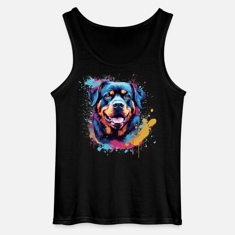 Rottweiler Hund Bunte Splash Art - Gildan Männer Tank Top - Schwarz