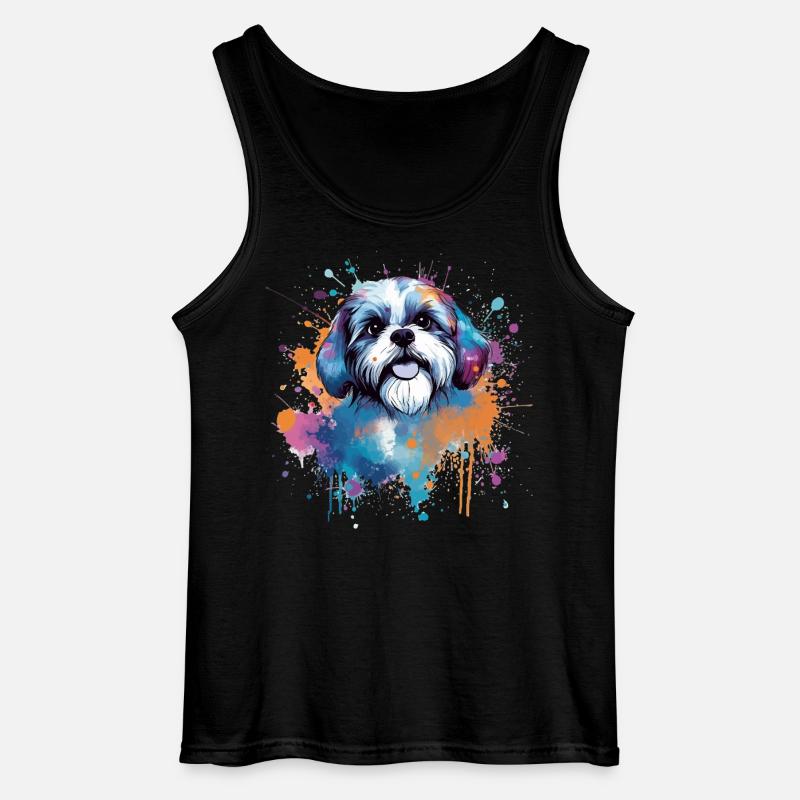 Lebendiger Welpe Splash Shih Tzu - Gildan Männer Tank Top - Schwarz