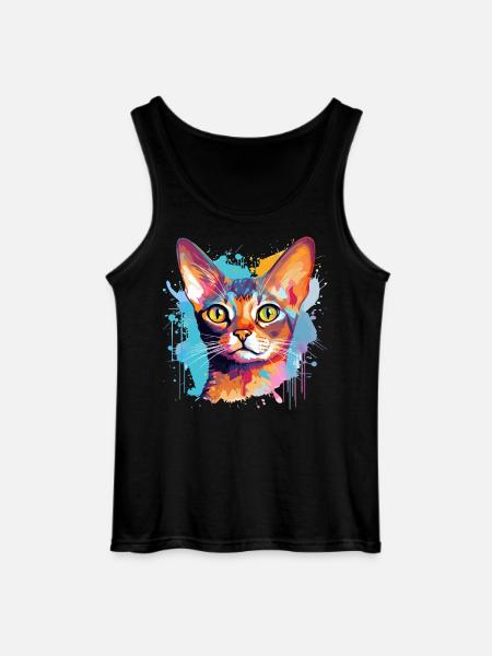 Abessinisches Katzengesicht – bunte Splash-Kunst - Gildan Männer Tank Top - Schwarz