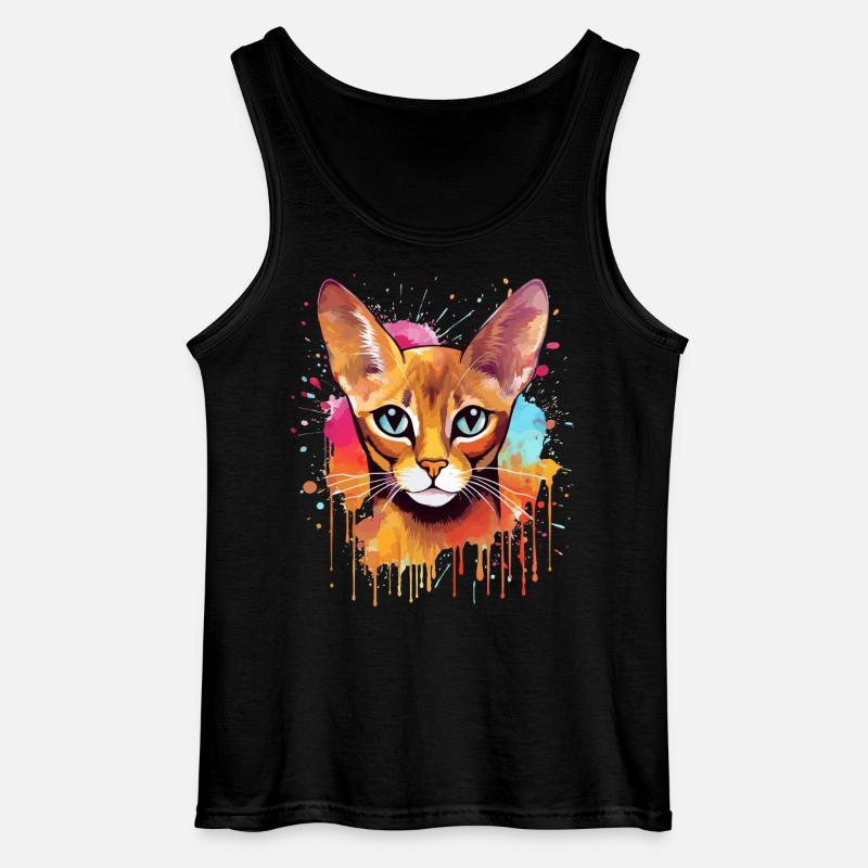 Bunte Spritzkunst-Abessinerkatze - Gildan Männer Tank Top - Schwarz