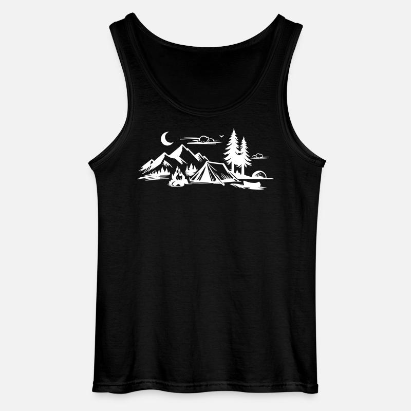 Camping Zelt Landschaft - Gildan Männer Tank Top - Schwarz