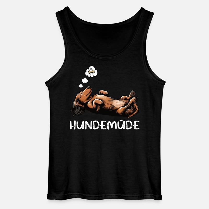 Hundemüde Langhaardackel Dackel Dackelhalter - Gildan Männer Tank Top - Schwarz