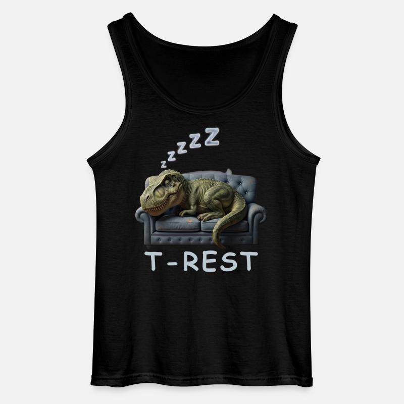 T-Rest Dino on Sofa - Gildan Men’s Tank Top - black
