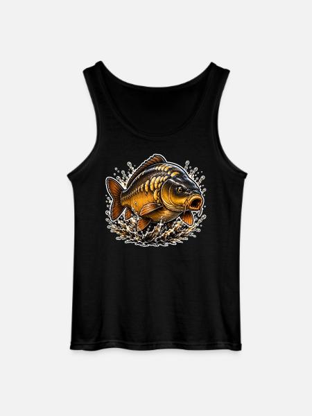 Spiegelkarpfen-Splash-Angel-Design - Gildan Männer Tank Top - Schwarz
