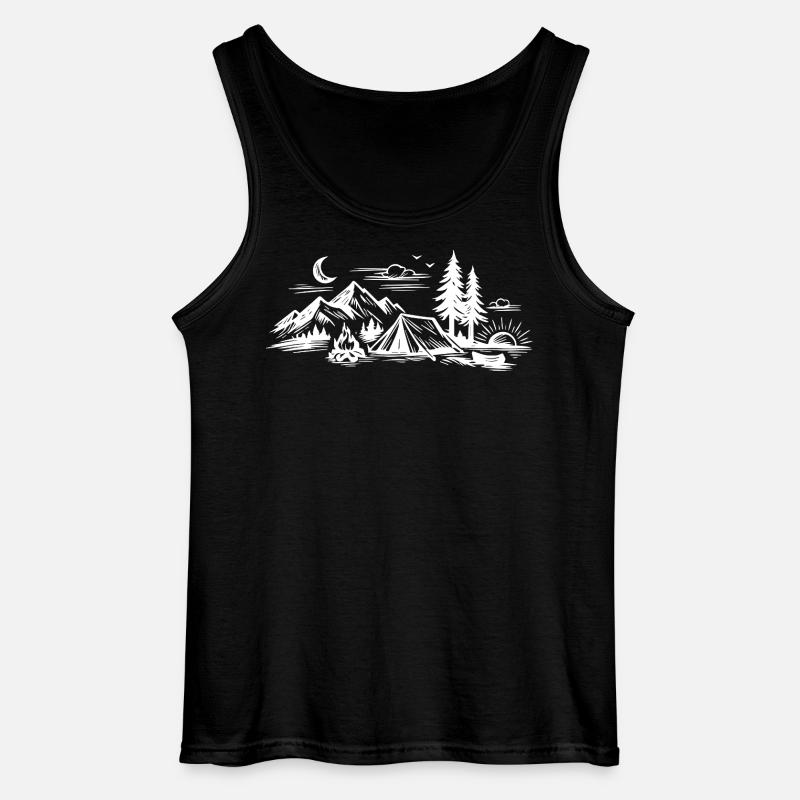 Camping Zelt - Gildan Männer Tank Top - Schwarz