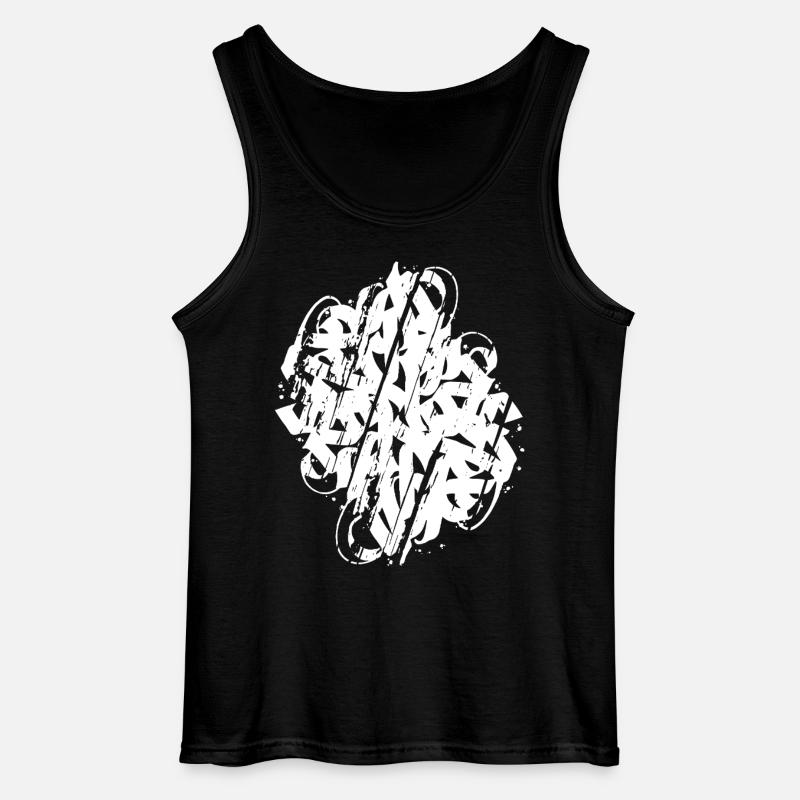 DIRTY ABSTRACT CALLIGRAPHY SHAPE - Gildan Men’s Tank Top - black