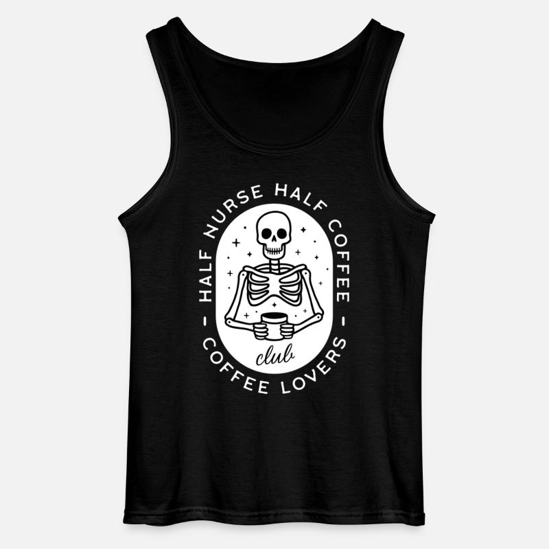 Krankenschwester Kaffee pflegt dunklen Humor-Skelett - Gildan Männer Tank Top - Schwarz