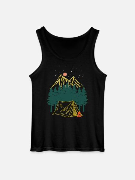 Starry Night Mountain Camping Adventure - Gildan Men’s Tank Top - black