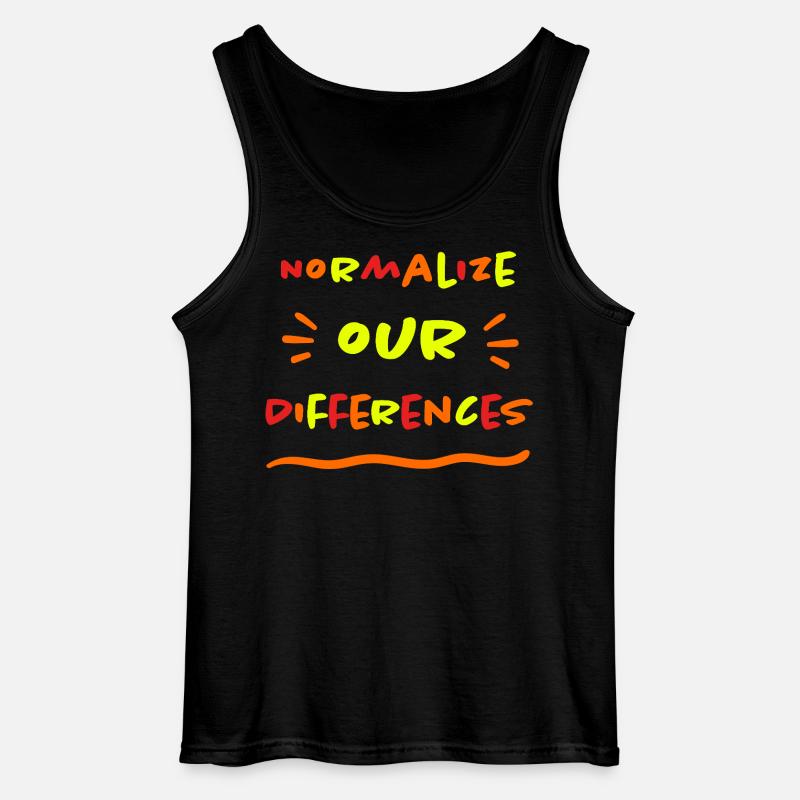 Normalize our Differences - Inclusion - neon - Gildan Men’s Tank Top - black