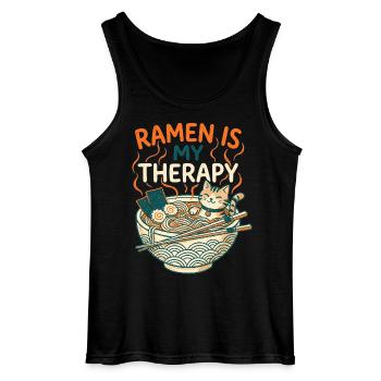 Ramen Therapy Cat - Gildan Männer Tank Top - Schwarz - Vorne - AI Model Male 185 dark (185cm)
