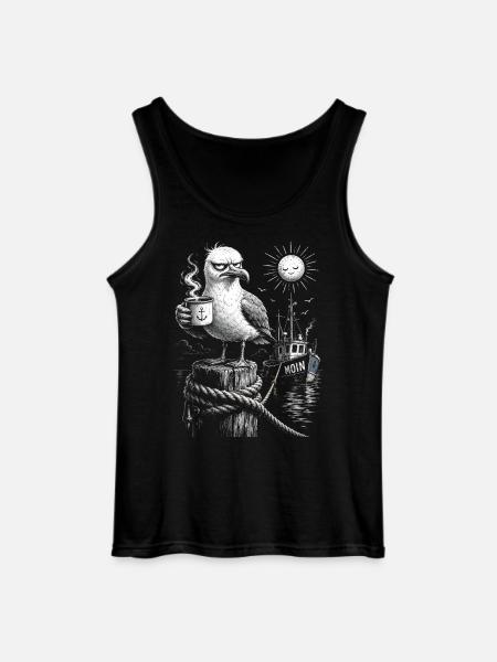 MOIN – Grumpy Seagull with Coffee - Gildan Men’s Tank Top - black