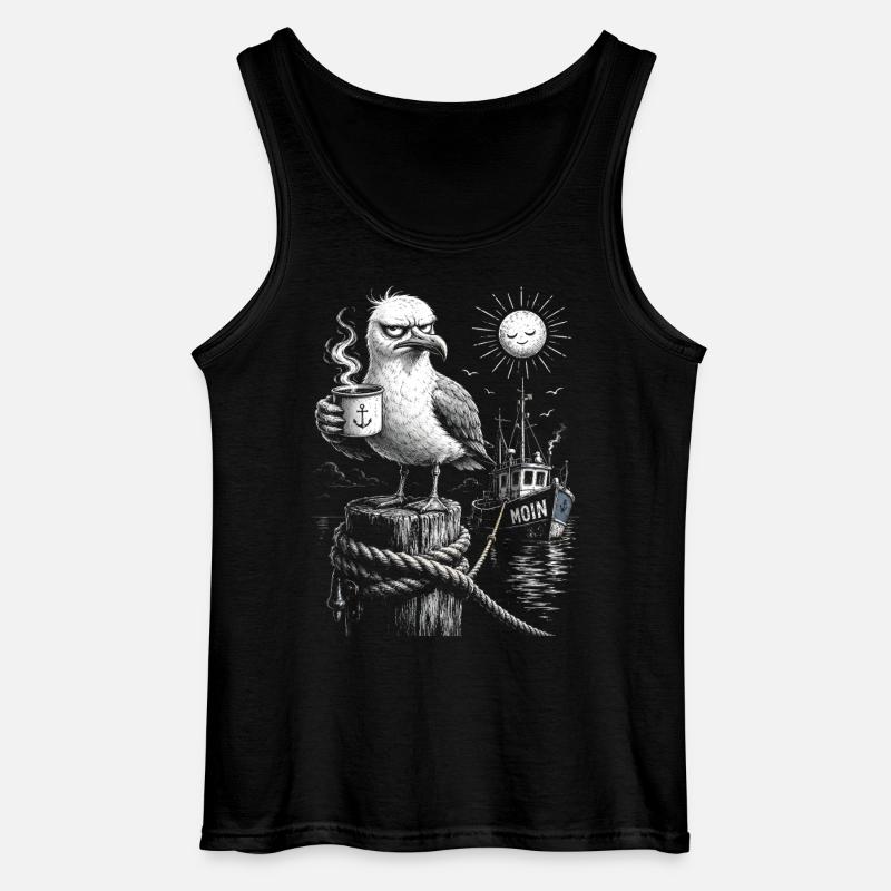 MOIN – Grummeliges Möwe mit Kaffee - Gildan Männer Tank Top - Schwarz