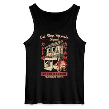 Eat Sleep Rip Packs Repeat Get Rich Or Go Broke - Gildan Men’s Tank Top - black - Front - AI Model Male 185 dark (185cm)