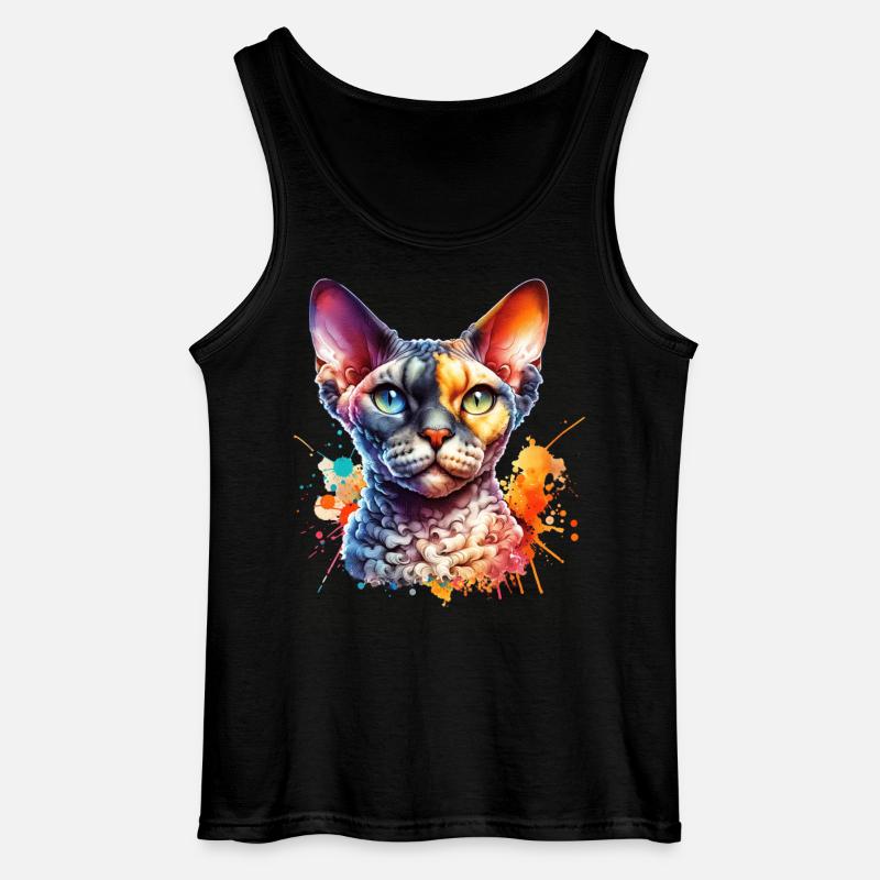 Devon Rex Motif - Gildan Men’s Tank Top - black