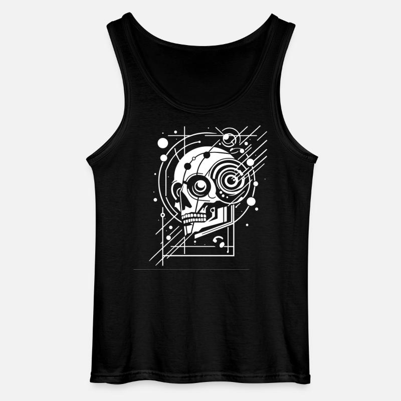Zybernetische Totenschädelgeometrie - Gildan Männer Tank Top - Schwarz