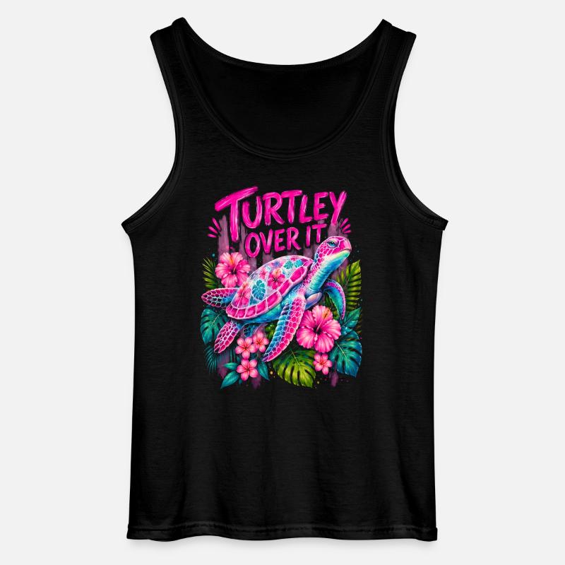 Turtley Over It Cute Turtle Flower - Gildan Männer Tank Top - Schwarz