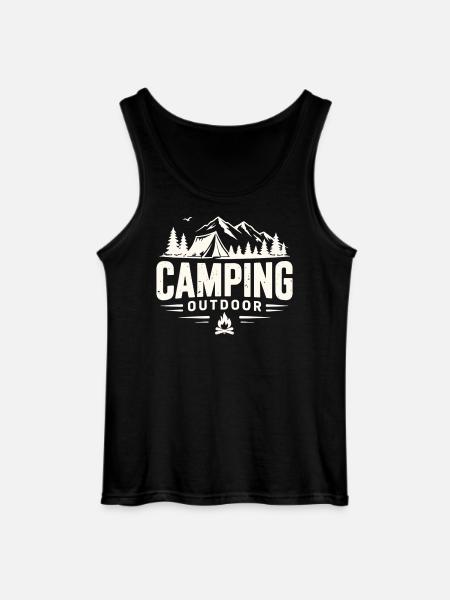 Camping Outdoor Mountain Adventure Tent - Gildan Men’s Tank Top - black