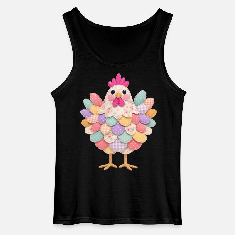 Niedlicher Patchwork-Hennen-Rustikal-Stil - Gildan Männer Tank Top - Schwarz