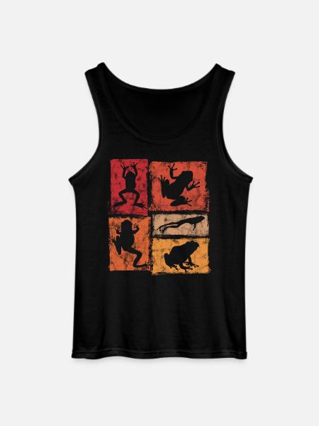 Frogs Retro Graphic - Frog Silhouettes - Gildan Men’s Tank Top - black