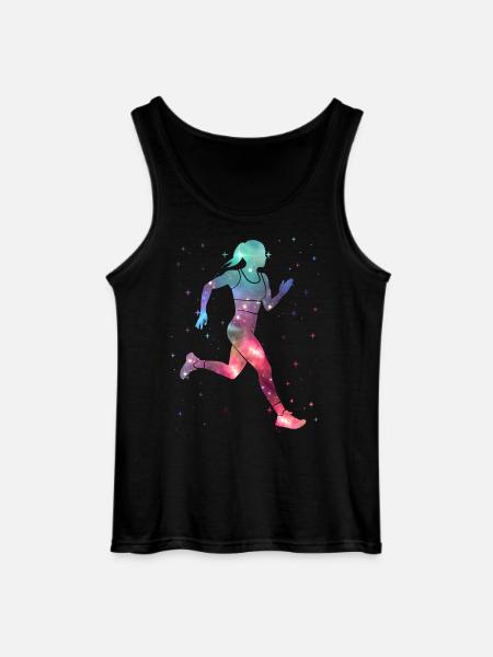 Running Jogging Space Ladies Girl Runner - Gildan Men’s Tank Top - black