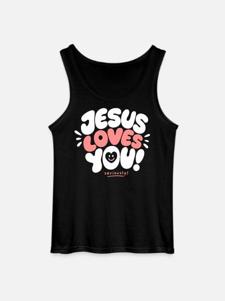 Jesus Loves You Seriously - Gildan Men’s Tank Top - black