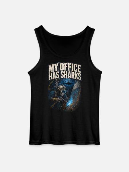 Underwater Welder My Office Has Sharks - Gildan Men’s Tank Top - black
