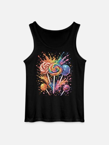 Mehrfarbige Süßigkeiten-Lutscher-Spritzkunst - Gildan Männer Tank Top - Schwarz
