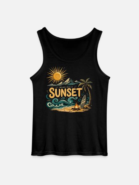 Never Miss A Sunset Surf Beach - Gildan Men’s Tank Top - black
