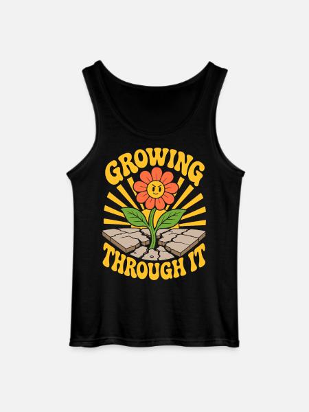 Growing Through It Flower - Gildan Men’s Tank Top - black