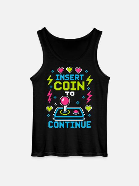 Insert Coin To Continue Retro Gaming - Gildan Men’s Tank Top - black