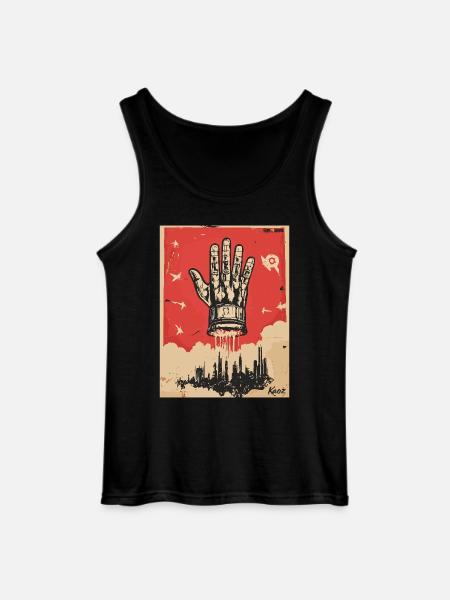 The hand in propaganda style - Gildan Men’s Tank Top - black