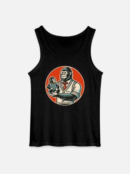 Papa gorille avec bébé - Débardeur Gildan Homme - noir