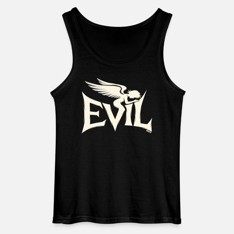 Evil Schriftzug mit dunklem Engel - Gildan Männer Tank Top - Schwarz