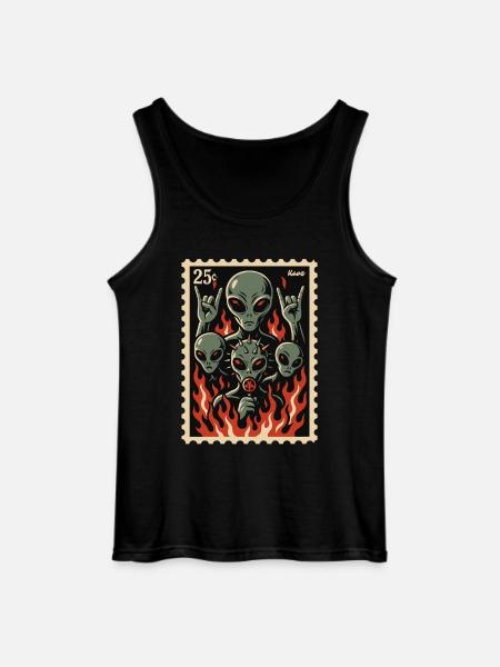 Aliens with mask and fire - Gildan Men’s Tank Top - black