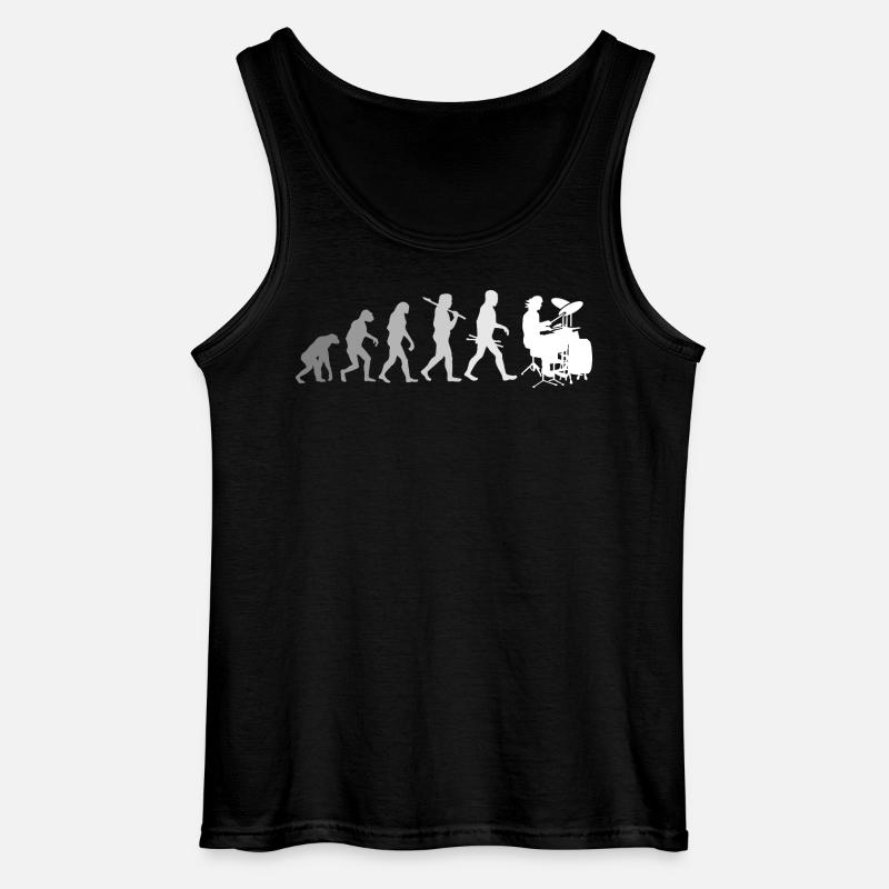 Evolution of Drums Drummer Shirt - Gildan Männer Tank Top - Schwarz