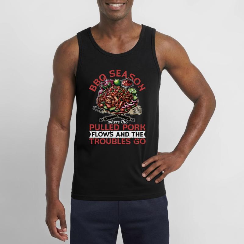 Pulled Pork BBQ Season Where The Pulled Grilling Gildan Men’s Tank Top