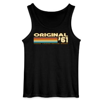 1961 - Gildan Men’s Tank Top - black - Front - AI Model Male 185 dark (185cm)