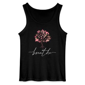 Just Breathe Tree Spring Yoga Meditation Summer - Gildan Men’s Tank Top - black - Front - AI Model Male 185 dark (185cm)