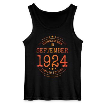 Anniversaire Septembre 1924 Edition Limitée Millésime - Débardeur Gildan Homme - noir - Devant - AI Model Male 185 dark (185cm)