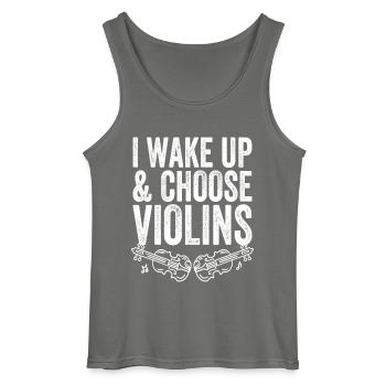 Geigenspieler I Wake Up And Choose Violins Geige - Gildan Männer Tank Top - Anthrazit - Vorne - AI Model Male 185 dark (185cm)