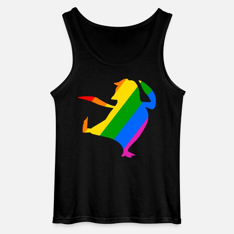 Regenbogen Pinguin macht Karate - Gildan Männer Tank Top - Schwarz